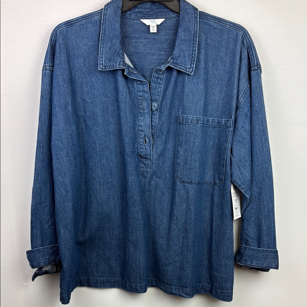 Time and Tru Blue Button Down Shirt